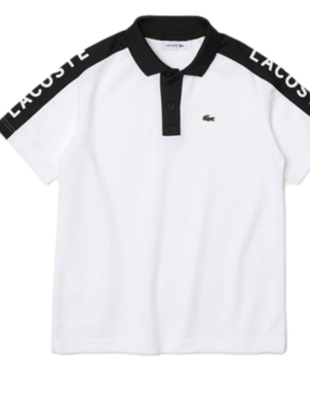 Lacoste Boys Logo Tape Polo Shirt – Size 10 / 140 cm – White & Black
